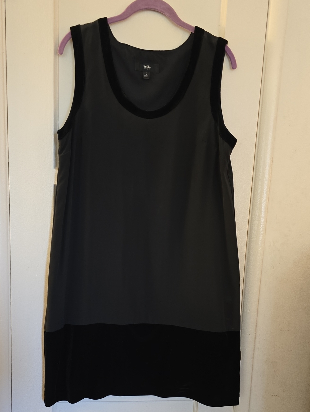 Mossimo Black Sleeveless Shift Dress with Velvet Trim